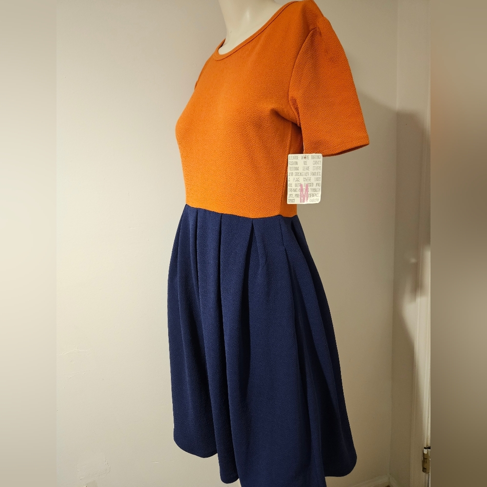 LulaRoe Orange and Navy Dress